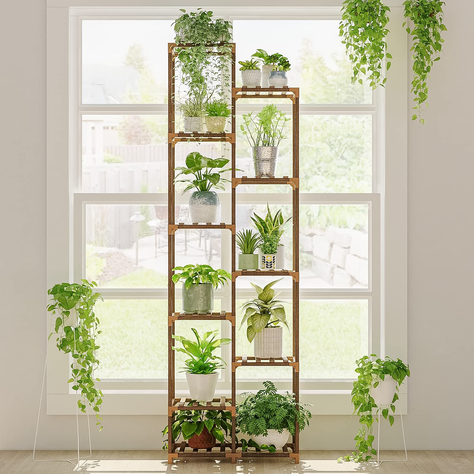 tall wooden plant stand 